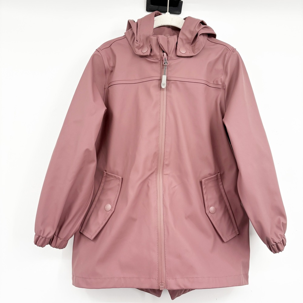 Wheat Girls Dusty Rose Waterproof Hooded Rain Jacket Scandi Raincoat Size 4Y
